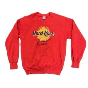 Vintage 80s Hard Rock Cafe LA JOLLA Sweatshirt Womens Large Red Save The Planet